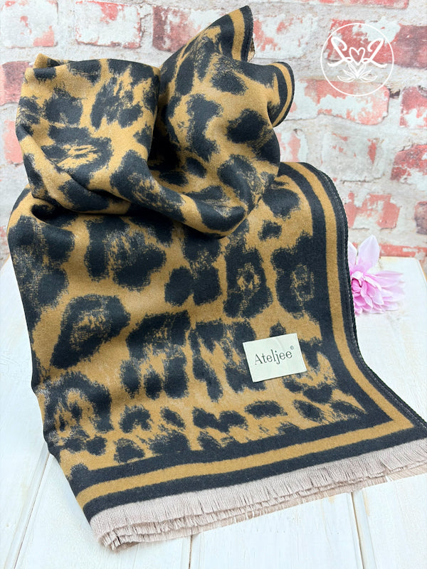 Ateljee Leopard Wrap - Tan/Black