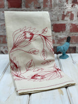 Threads That Bind Us Red Protea Tea Towel
