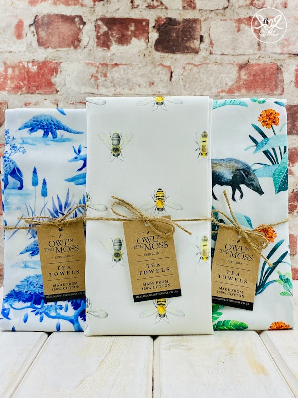 Owl in the Moss Tea Towels