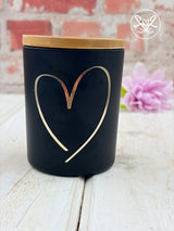 Gold Heart Black Glass Candle