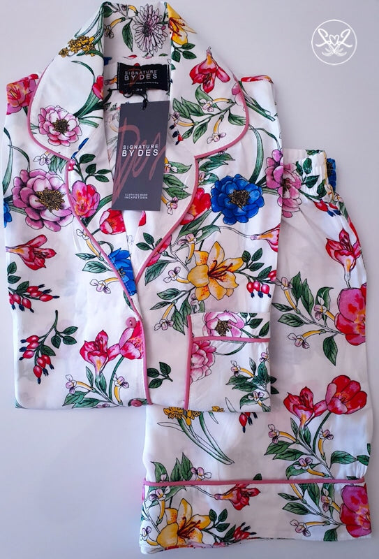White Floral Ladies' PJ Set