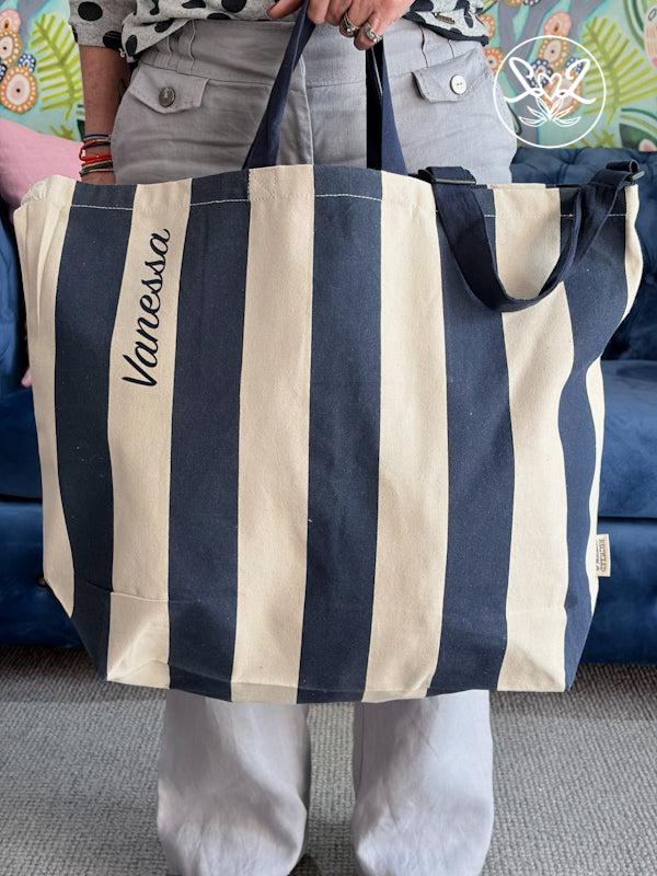 Large Canvas Stripe Tote