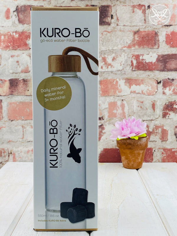 Kuro-Bo Glass Water Bottle + 1 Kóin