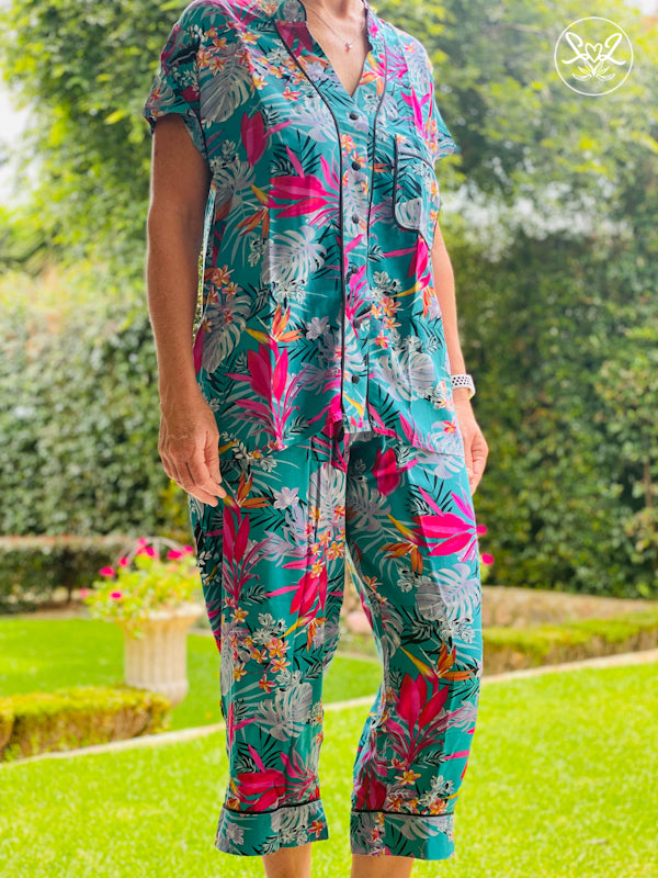 Tropical Emerald Capri Summer PJ Set