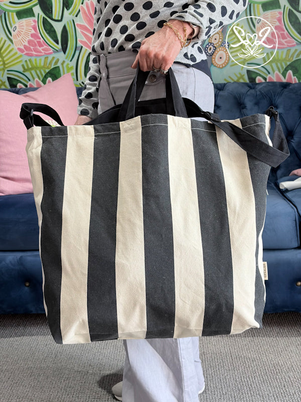 Large Canvas Stripe Tote