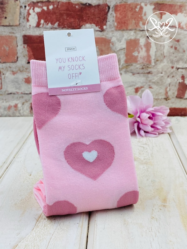Ladies Pink Heart Socks