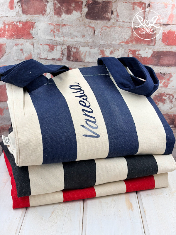 Large Canvas Stripe Tote